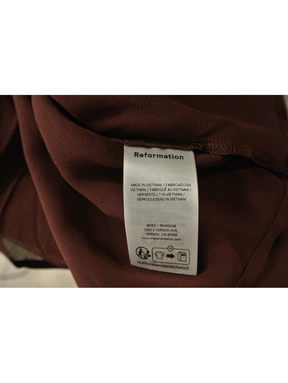 New Reformation x Camille Hugo Dress Es in Mahogany Sz 0 #MD2373 - Picture 9 of 9